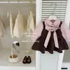 [Leenbaby] Caramel Macchiato! Vestido camisa rosa com bolinhas, estilo outono original, para meninas.