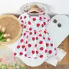 Vestido Floral de Verano para Niñas, Vestido de Moda para Niños Estilo Celebridad de Internet con Mangas Abullonadas, Elegante Vestido Floral de Dibujos Animados para Niñas