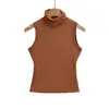 25103-26 Chaleco sin mangas de cuello alto picante para mujer, puro deseo, capa base sexy y versátil de corte ajustado