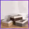 Wg6Q Cesta de Armazenamento de Palha para Desktop Íntimos e Meias Porta-Chaves com Tampa Acessórios de Cabelo Utensílios Diversos Cesta de Armazenamento Trançada de Rattan