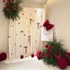 Set de decoración de boda estilo coreano con cortinas de tela, bata de novia, fondo para fotos, habitación de bodas, moños y flores artificiales