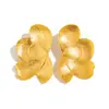 Pendientes de Botón Florales Vintage de Alta Resistencia Transfronterizos para Mujer, Pendientes Europeos y Americanos de Lujo Ligero con Pétalos Grandes Exagerados y un Toque Francés de Alta Gama