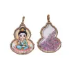 Colgante Thangka con Forma de Calabaza con Incrustaciones de Oro Pintadas a Mano y Diamantes, Amuleto de Buda Estilo Chino, Zaki Lhamo Tara Verde, Joyería Portátil con Imagen Intercambiable