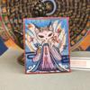 Pintura Thangka da Raposa de Nove Caudas com Pinceladas Finas, Tamanho 4*5cm, Retrato de Alta Definição Estilo Xizang Personalizável com Padrões Ricos