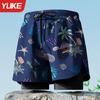 Bañador de hombre de doble capa antivergüenza, nuevo pantalón de playa, gorro de baño de tres piezas de aguas termales, gafas de natación, equipo de natación para hombre