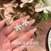 Brincos de Prata de Lei S999 com Flor de Agulha para Mulheres Presente Zircônia Brilhante Exquisitos Leve Luxo Estilo Fresco Brincos para Piercing na Orelha Joias de Orelha da Moda