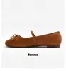 Sapatilhas de Ballet Femininas com Fivela de Cavalo com Logo G, Solado Macio, Confortáveis Sapatos Mary Jane de Camurça Estilo Francês