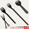 Tenedor de mango largo, tenedor de plástico para té de frutas, palillo pequeño para frutas, tenedor desechable empaquetado individualmente, tenedor de frutas