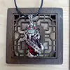 Collar Vintage de Moneda de Cobre Negro Teñido con Pixiu Grande y Granate Colgante Único Audaz Desgastado Moderno para Hombres y Mujeres
