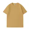 Camiseta de Algodón Puro de Doble Hilo Pesado de 260 g, Color Sólido, Corte Holgado, Cuello Redondo, Hombros Caídos, Manga Corta, Unisex, Texto Bordado y Estampado
