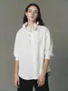 Algodón 100% de alta densidad texturizado de fibra larga, diseño vintage barroco con borde de volantes ondulados, camisa de cuello alto 34237