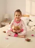 Conjunto fino de ropa para el hogar de seda de leche para niños y niñas, traje de manga larga y pantalón largo para primavera y otoño, conjunto de pijama tipo suéter para bebé