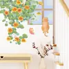 Novos Adesivos de Parede Gatinho Trepando Janela Flor Vinha Desenho Animado LD64016 Decoração de Sala de Estar Varanda Adesivos de Parede PVC Autoadesivos