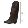 Botas de Equitação Europeias e Americanas para Comércio Exterior, Bico Fino Apontado, Slip-On, Salto Médio Longo, Estilo Retrô, Com Tachas, Botas de Cowboy Ocidentais Altas para Mulheres