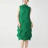 Vestido Plissado Irregular Feito à Mão para Mulheres, Roupa Feminina de Alto Padrão e Elegante, Design Miyake, Saia de Luxo Acessível de Alto Padrão