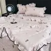 Novo Estilo Primavera e Verão 2026 Colcha de Verão em Seda Lavada, Colcha de Resfriamento de Verão, Colcha de Ar Condicionado, Conjunto de Cama de Quatro Peças
