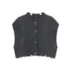 Chaleco de Punto Gris Capas para Otoño Temprano para Mujer, Cárdigan Suéter de Punto Elegante Holgado, Chaleco Superior Exterior Corto sin Mangas
