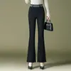 1005 Pantalones de Mujer para Primavera y Otoño Pantalones de Pierna Ancha Ligeramente Bordados Perforación en Caliente Pedrería Jeans de Pierna Ancha Adelgazantes Dobladillo Deshilachado Adelgazante