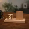 Portalápices de Madera Maciza y Cristal, Luz de Noche, Decoración de Escritorio Feng Shui, Regalo Empresarial Creativo, Regalo de Cumpleaños para Estudiante, Recuerdo