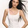 10183 # Estilo Novo de Verão Renda Pura Renda Botão Design Camisola Slim Fit Peça Única Feminina com Bojo