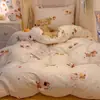Juego de ropa de cama de algodón 100% para dormitorio universitario de tres piezas para literas, funda de edredón de algodón estilo ins, juego de seis piezas para cama individual