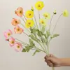 Amapola Artificial 4 Cabezas Amapola Terciopelo 58cm Flor de Amapola de Tallo Único Boda Decoración del Hogar Flor Artificial Venta al por Mayor