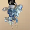 ¡Tan hermoso! Pendientes de Cascada con Borla Azul, Estilo Nuevo que Realza el Blanco, Pendientes Dulces y Exagerados para Mujer