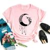 Ropa de Verano Europea y Americana 2025 para Mujer Estilo Harajuku Luna Estrellas Kawaii Camiseta de Manga Corta para Mujer Top Dulce y Lindo