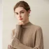 Suéter 100% Caxemira Pura Estilo Old Money Outono/Inverno 2026 Novo Suéter Feminino de Gola Alta Meia, Modelagem Solta Emagrecedora, Padrão Torcido Espesso