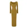 Conjunto de dos piezas con empalme de encaje puramente sensual con falda larga de abertura, vestido elegante de otoño ajustado a la cintura, manga larga, bodycon para mujer