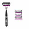 Aparelho de barbear manual de seis lâminas com cabo de metal estilo chinês, anti-riscos, barbeador masculino ultralimpo