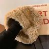 Chapéu de Pelúcia com Orelhas e Aba Grande para Outono e Inverno, Fofo e Quente, Chapéu de Tricô Versátil para Mulheres