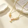 Colar Banhado a Ouro Cobre Zircônia Cúbica Incrustada Anel Duplo Incrustado com Diamante Corrente para Clavícula Feminina de Luxo Leve Design de Nicho Ins Simples Temperamento Joias de Prata