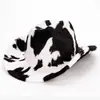 Sombrero Vaquero Occidental con Estampado de Vaca y Leopardo para Mujer, Nuevo Sombrero Cálido de Felpa Gruesa a la Moda para Otoño e Invierno, Fedora de Celebridad de Internet para Mujer