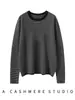 Otoño e Invierno Nuevo Cuello Redondo Rayado Contrastante Cachemira Tejido Camiseta Base Holgada Adelgazante Grueso Suéter Jersey para Mujer