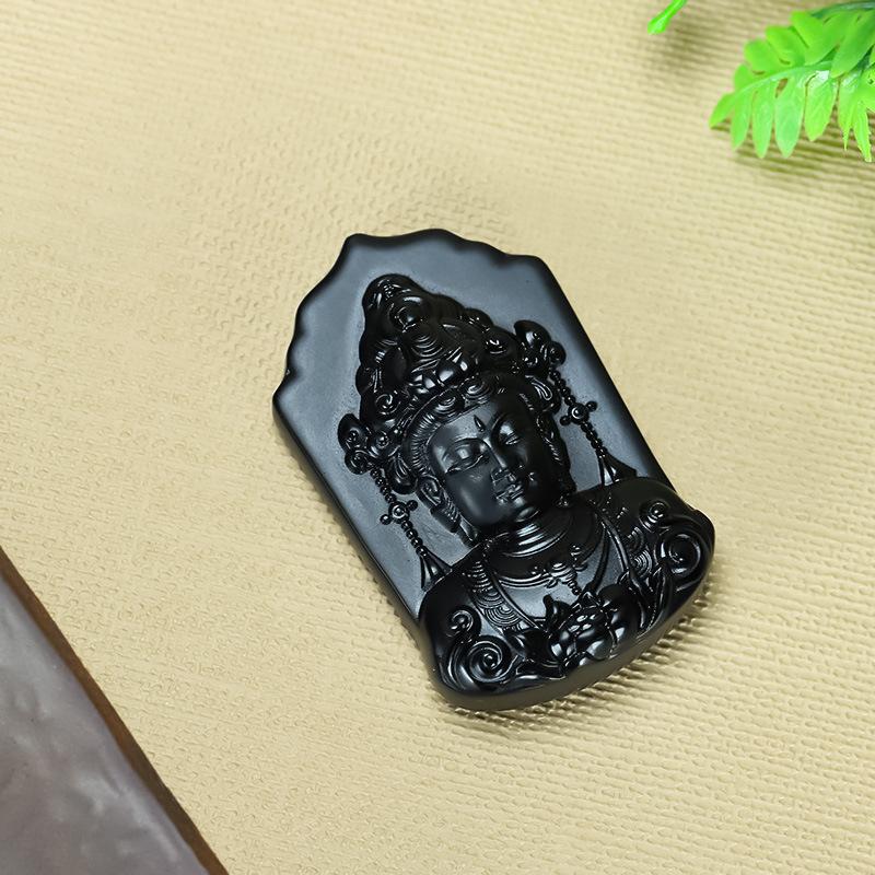 智贝主图_1天然新疆和田玉墨玉细料珠宝玉石立体观音菩萨吊坠