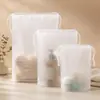 Bolsa semi-transparente esmerilada con cordón personalizada para paraguas, ropa, juguetes, accesorios, pelucas, con etiquetado transfronterizo