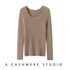 Novo suéter de malha de manga comprida para outono e inverno, elegante estilo coreano feminino 100% cashmere puro, malha slim fit