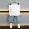 Ropa de Verano para Niños Ropa para Niños Traje sin Mangas Verano 2025 Nuevo Niño Guapo Verano Ropa Delgada Estilo Occidental