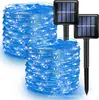 Luzes de Fio de Cobre Solares LED Transfronteiriças com Decoração de Pátio à Prova d'Água, Luzes de Fada de Atmosfera para Enrolar em Árvores de Camping