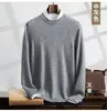 Suéter de cachemira con cuello redondo 2024 otoño e invierno nuevo para hombre, camiseta básica gruesa, suéter pullover holgado estilo coreano para mediana edad