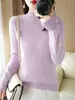 Camiseta Feminina de Verão com Gola Meia-Alta Reta, Manga Curta, Corte Justo, Elegante, Simples, Amiga da Pele, Top Base Versátil para Mulheres