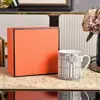 Caneca de Porcelana Mosaico H Familiar Transfronteiriça Estilo Palácio Europeu Copo Feng Shui Caixa de Presente Requintada Caneca de Cerâmica