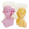 Molde de Silicone para Vela Aromática de Busto de Menina Estéreo Menina DIY Artesanal Gesso Resina Ornamento Modelo