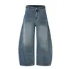 Jeans Retro Azul Lavado con Empalme de Bambú Estilo High Street Americano París para Hombres y Mujeres Pantalones Casuales Sueltos Personalizados