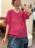 Novedad Primavera y Verano 2026 Algodón y Lino Moda Casual Corte Holgado Calado Ligero Jersey de Manga Corta Tejido de Punto para Mujer