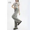 Jeans de Pierna Ancha Lavados Vintage Estilo Americano para Mujer Verano 2025 Nuevos de Cintura Alta Sueltos Rectos Pantalones Mopa
