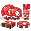 Suministros para Fiesta Navideña Transfronteriza Fiesta Familiar Papel de Plato de Santa Claus Vaso de Papel Cuchillo de Servilleta Juego de Vajilla Decoración