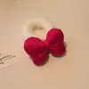 Estilo Chinês Xadrez Vermelho Laço de Pelúcia Elástico de Cabelo Novo Ano Infantil Grampo de Cabelo Corda de Cabelo de Pelúcia Faixa de Cabeça para Meninas