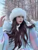 Gorro de Piel de Zorro para Mujer Estilo Coreano de Invierno Cara Visible Pequeño Grueso Cálido Gorro de Pescador Estilo Japonés Cabeza Grande Wai Gorro de Olla a Prueba de Frío